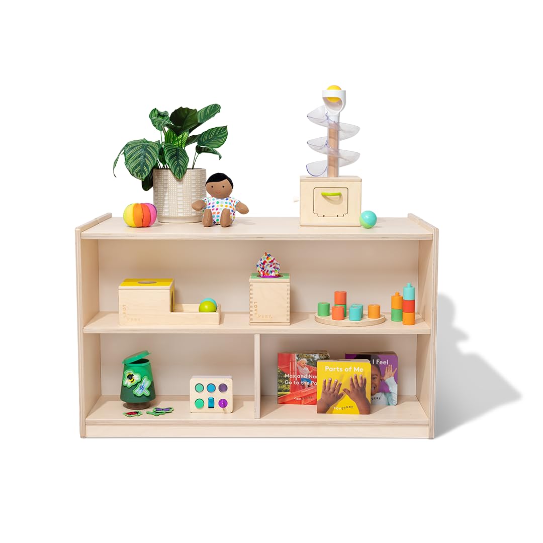 Lovevery, The Montessori Playshelf, 2-in-1 Storage Shelf Makes Toy Rotation and Storage Simple, 100% Birchwood Design