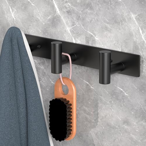 Image of PMMASTO Coat Rack Wall Mounted, 3 inchT Shaped Wall Hooks for Hanging, Heavy Duty Stainless Steel Coat Hook Rail for Hat Towel Robes in Bathroom Kitchen Mudroom Entryway (Black, 1PC)