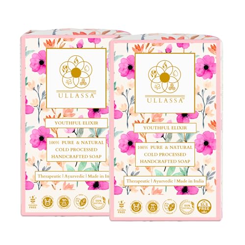 Image of Aromatherapy Anti-Aging & Skin Brightening Soap | Geranium, Manjistha & Liquorice | Paraben & SLS Free Luxury Ayurvedic Natural Bar, Grade 1 BIS | Face & Body (Pack of 2)