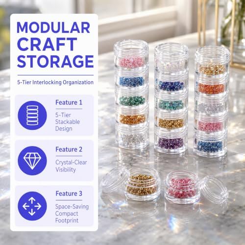 8 Sets 5-Layer Clear Plastic Bead Storage Containers Organizer 2.76in — 사진 4