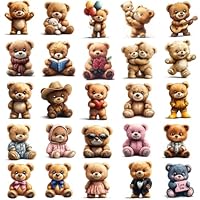 McEtt Teddy Bear Sticker Sheets - Cute Teddy Bear Stuffed Animal Stickers for Kids Students Teens - 5 Sheet Pack (125 Pieces) - Birthday Party Favors, Classroom, Laptops, Water Bottles