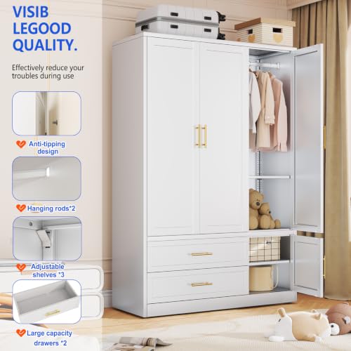 Image of GAIOUS Metal Armoire Wardrobe Closet, Freestanding Clothing Storage Cabinet