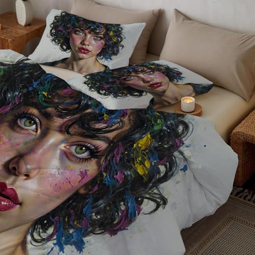 Housse de couette 220x240cm style expressionniste pour lit moderne