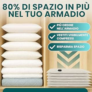 myHodo Sacchetti Sottovuoto XXL (6 Pezzi, 80x120 cm) – Extra Grandi Buste Salvaspazio Riutilizzabili per Piumoni, Coperte, Vestiti e Tessuti Voluminosi, Sacchi Durevoli con Doppia Chiusura Ermetica