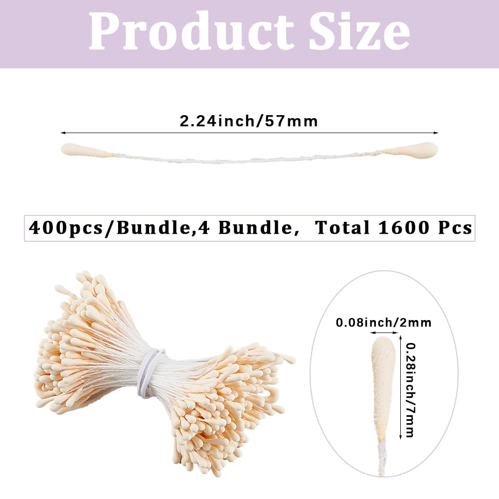 GORGECRAFT 1600PCS Pearl Double Heads Flower Stamen Handmade Floral Stamens Pistil Moccasin Artificial Flores Pearlized 2mm Floral Pollens for Flower Card Making Scrapbook Decoration Handicrafts - Image 2