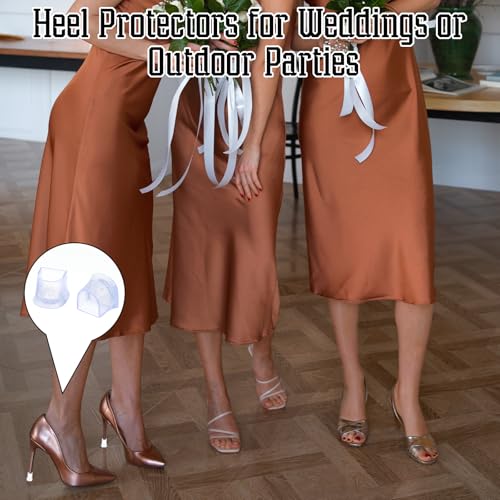 Image of cobee 8 Pairs High Heel Protectors, 4 Sizes Heel Caps for High Heels, Heel Repair Cover Heel Stoppers Perfect for Grass Wedding Gravel Wetlands Outdoor Events(Transparent)