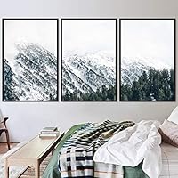 3 Piece Framed Canvas Wall Art Snow Mountain Canvas Prints Home Artwork Decoration for Living Room,Bedroom - 16