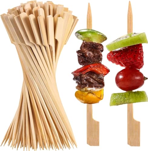50 pinchos de bambú para entrantes, palillos de madera de 9 cm, pinchos de cóctel para bebidas, bababs de frutas, palillos de madera natural, mini palillos de alimentos, salchichas, aperitivos para