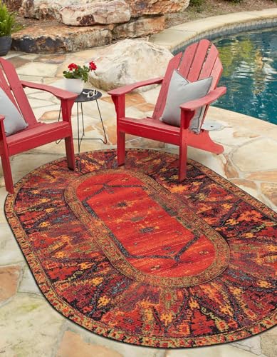 Tapete Decorativo Oval 4'1" x 6'1" Multi/Negro miniatura 1
