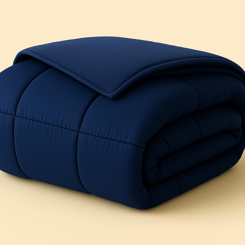 Corredocasa Piumone Invernale Lato Flanellato e Lato Agnellato Morbido e Caldo – Trapunta Letto Matrimoniale o Singolo – Piumino Lavabile – Morbidezza e Comfort per l’Inverno (Blu, 250x260)