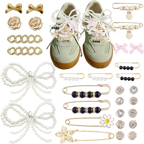 Shoe Charms for Sneaker Fashion Charm for Socks Junk Socks Charms Safety Pins Brooches and Pins for Women Jewelry Charm Kit Suitable for Christmas Gifts