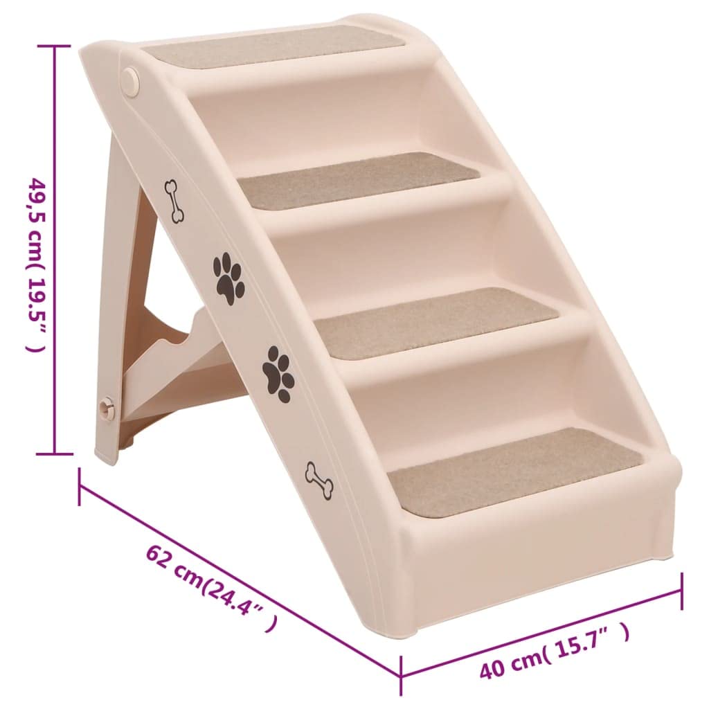 Scaletta pieghevole per cani in polipropilene, 62 x 40 x 49,5 cm, per animali domestici, con gradino antiscivolo e gradino sicuro, per cani, gatti, divano, letto, mobili