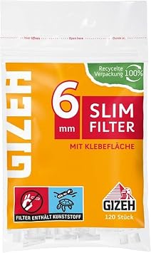Gizeh 415925001 Slim Filter Diameter 6 mm/Length 15 mm 20 Bags of 120 Pieces.