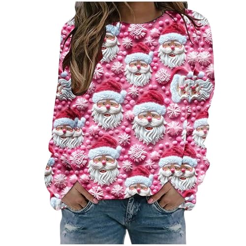 Sweatshirt joyeux Noël femme pull imprimé à manches longues col rond L