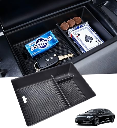 Katorn Center Console Organizer Tray Storage Box for Mercedes Benz EQS 450+ 400 580 AMG SUV/EQE 350 350+ 500, Interior Accessories Insert Tray Storage Box for 2026 2025 2024 2023 EQS/EQE, Black