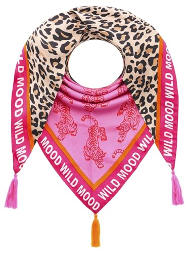 Zwillingsherz Dreieckstuch aus 100% nachhaltiger Bambusviskose – Organic Frühlingsschal Halstuch Stola - Freizeitschal Damen Frauen Leo mit Tasseln