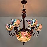 Pantalla de arte hecha a mano: esta lámpara de araña cuenta con múltiples cortes y cristal multicolor para darte una vista medieval diferente entre la luz encendida y apagada.