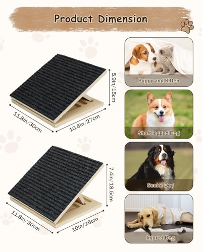 2 Pack Foldable Wooden Dog Ramp for Stairs without Installation Non-Slip Dog Stairs for Small or Medium Dogs and Cats Step and Stair for Injured and Older Pets - Image 5