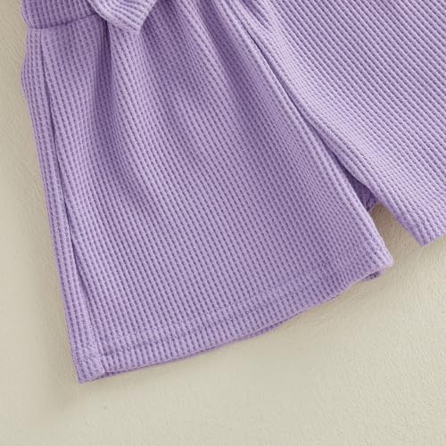 Image of Little Toddler Kids Girl Clothes Set 1-8 Years Summer Outfits Solid Color Tank Tops & Shorts