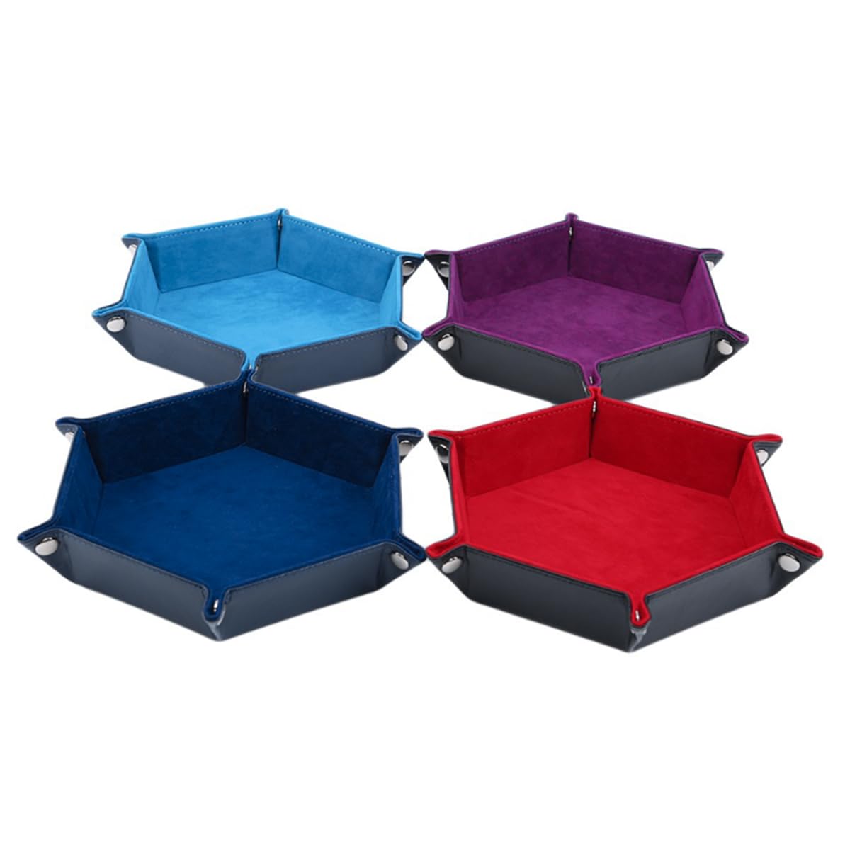 4 PCS Vassoio per Dadi Porta Rotolo di Dadi Esagonale Pieghevole Vassoi per Dadi in Pelle PU per Giochi di Ruolo da Tavolo Accessori per Giochi da Tavolo