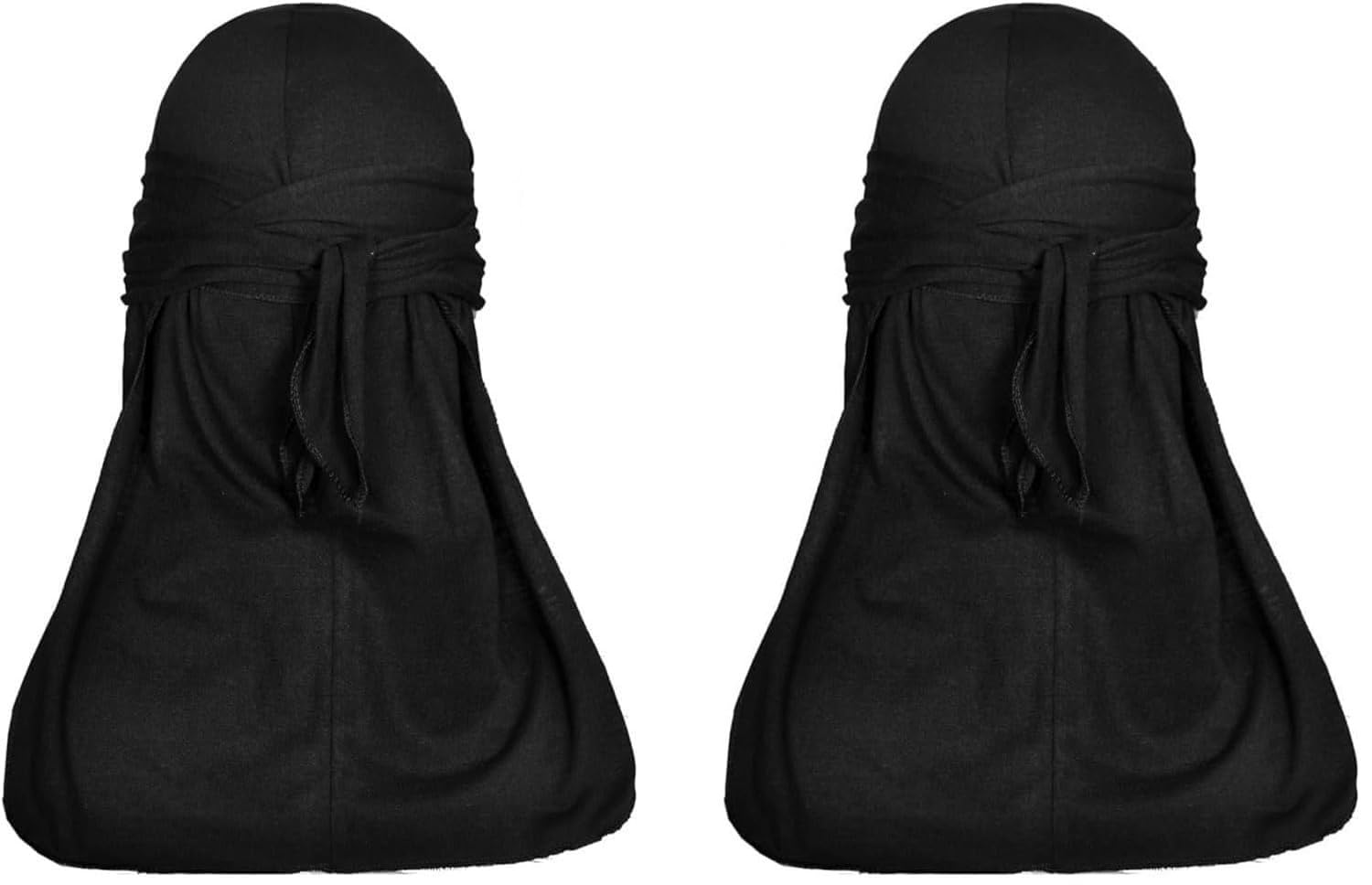Fabz Beauty Unisex Black Cotton Durag Quick Dry Lightweight And Breathable Du-Rag For Men And Women, Headgear, Bandana With Long Tails (2)