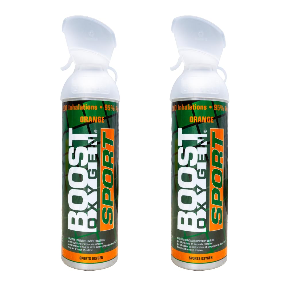 Boost OxygenSport- 10 Liter 2 Pack - Performance Orange Aroma. The Original Portable Oxygen Can for All-Natural Respiratory Support - Seen on Shark Tank!