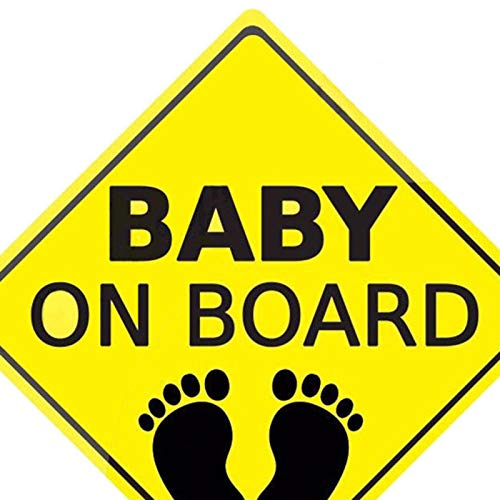 Shineweb Emblem Sticker Baby On Board Footprint Decal Car Sticker Movable Car Body Window Reflective Sticker Warning Sign Decor - Black + Yellow #TOP4