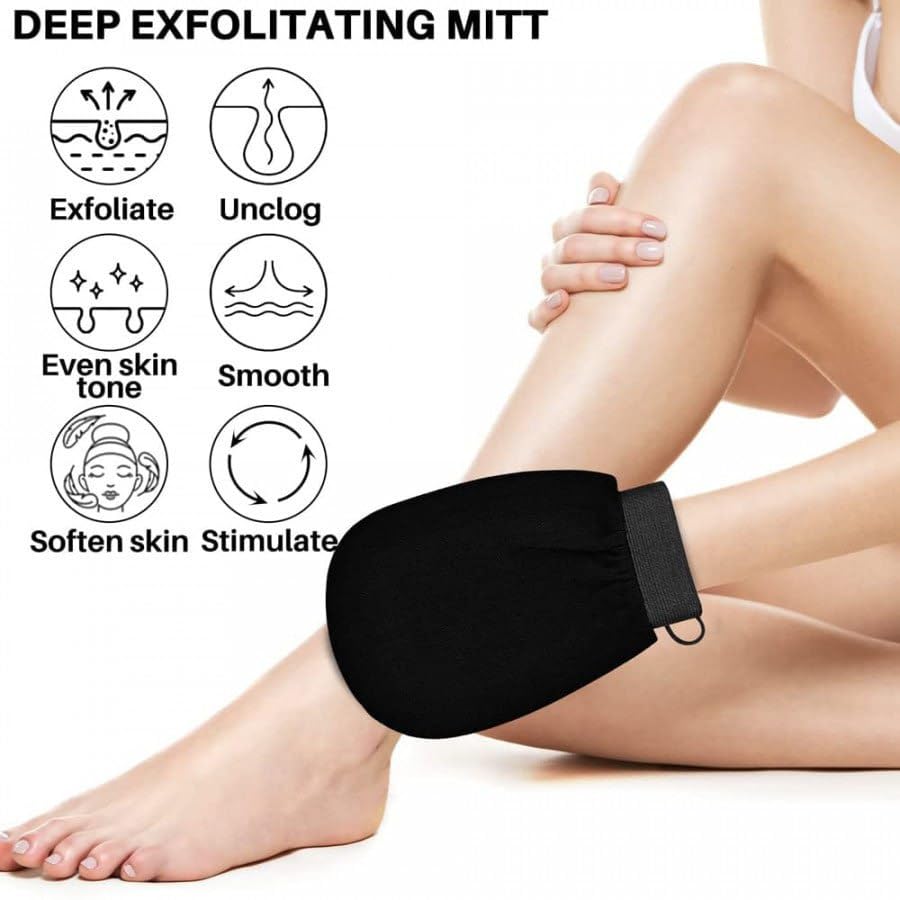 Exfoliating Bath Body Glove for Dead Skin Removal, Deep Cleansing Scrub Mitt for Body, Dirt & Tan Care, Home Spa Bathing Accessory 1