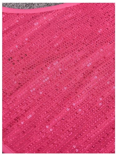 Image of OYOANGLE Girl's 2 Piece Outfit Sequin Sparkle Halter Neck Tank Top and Shorts Set