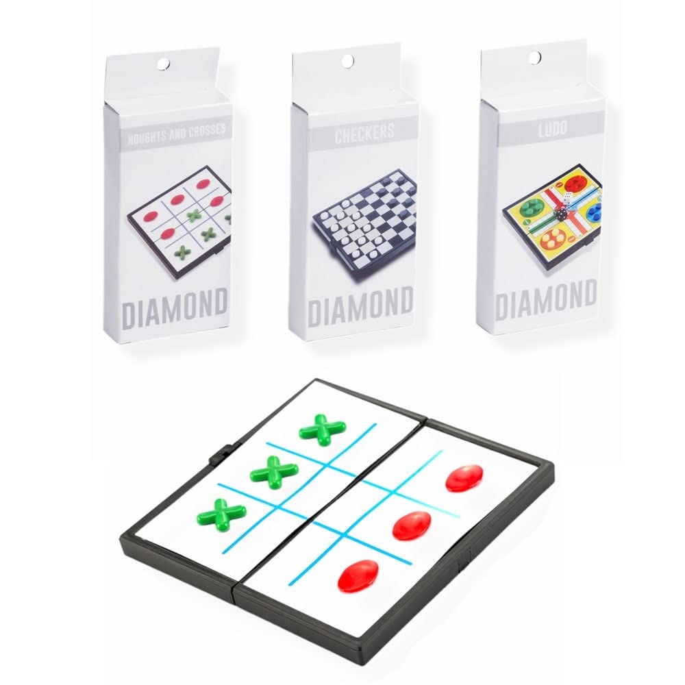 Antevia Morpion Board Games with Board and Magnetic Counters | Foldable Travel Size | Classic Game Set (Diamond Morpion)