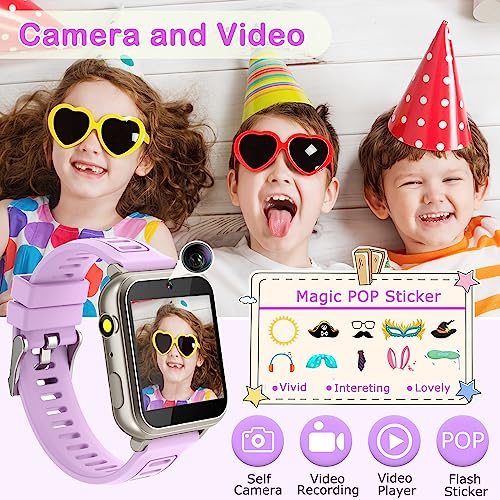 Image of Kids Smart Watches Girls Gift for Girls Age 6-12, 24 Puzzle Games HD Touch Screen Kids Watch with Video Camera Music Player Pedometer Flashlight 12 /24 hr Toys for 7 8 9 10 11 12 Year Old Girl Boys