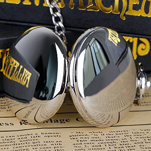 Tiong Silver Smooth Pocket Watch Steel Quartz Roman Numerals With Chain Best Gifts For Graduation Birthday Father's Day #TOP3