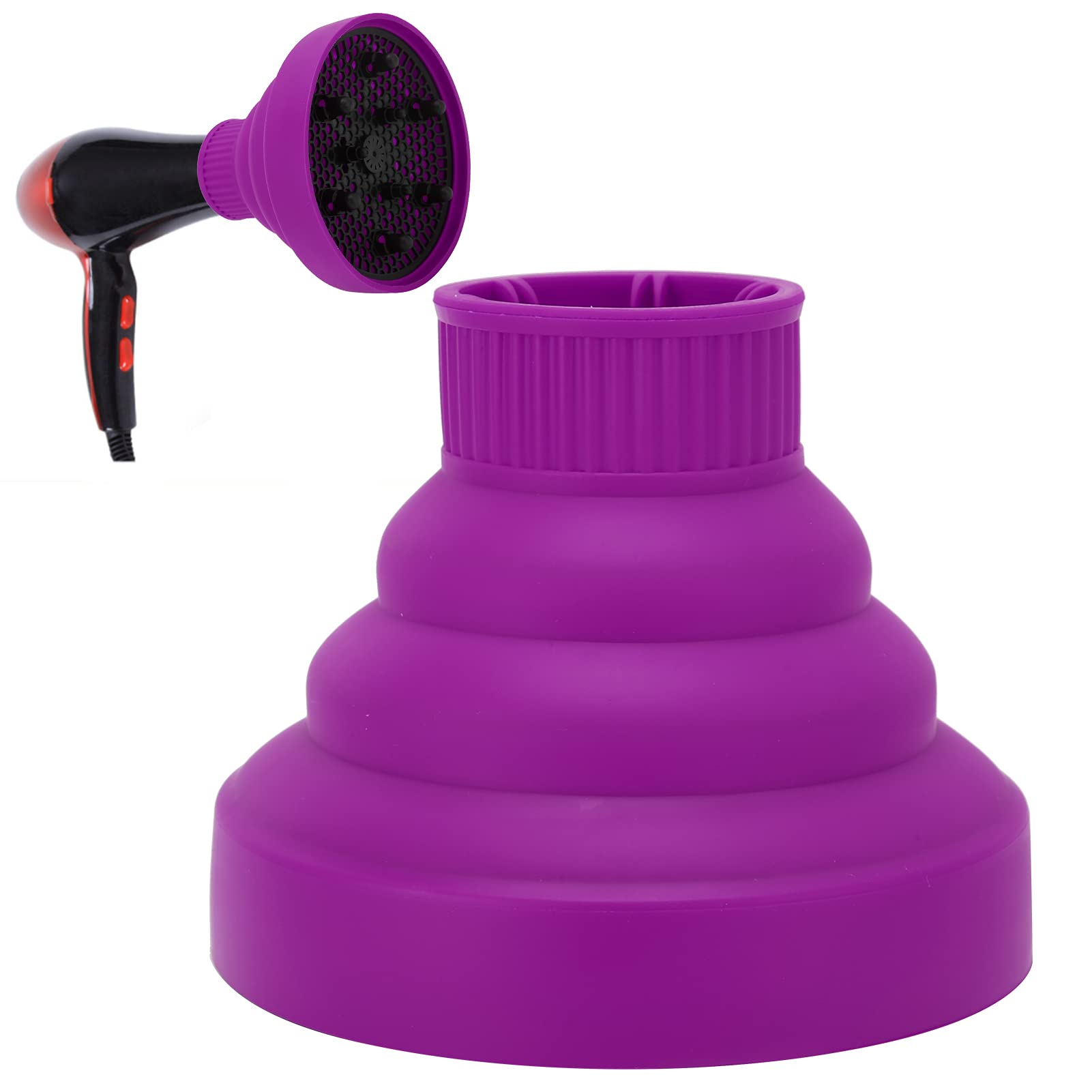 Accesorio Difusor para Secador de Pelo, Difusor Universal Plegable para Secador de Pelo, Soplador Plegable Portátil, Adecuado para 1,6-2 Pulgadas de Diámetro, para Rizos (PURPLE)