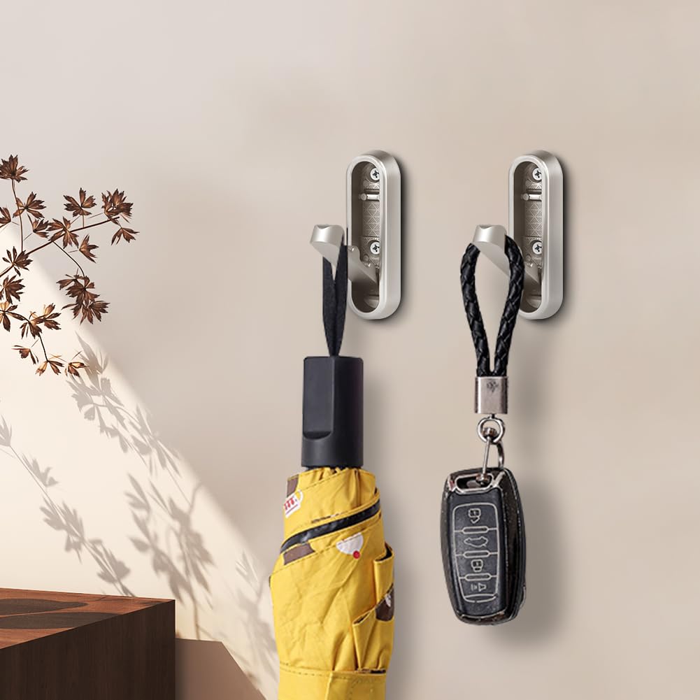 Flintronic 2 sztuki składane aluminiowe wieszaki na ubrania, składane haczyki na płaszcz, samoprzylepne haczyki ścienne drzwi, do wieszania płaszczy, szalików, portfeli i