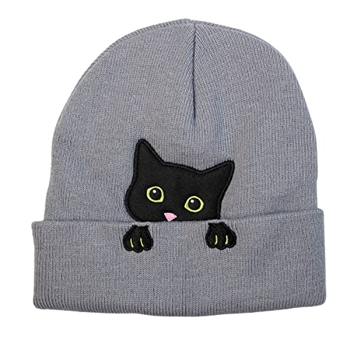 Cat Beanie Winter Hats For Women - Cute Cat Ear Beanie Womens Beanie - Cat Gifts For Cat Lovers, Teen Girl Gifts, Unique Gifts For Women, Teen Girls Trendy Stuff, Black Cat #TOP1