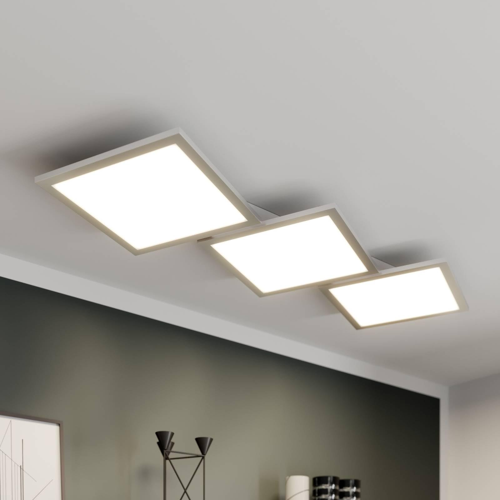 Lucande LED Deckenleuchte Ilira dimmbar mit Leselampe (Modern) in Alu aus Aluminium (3 flammig,) - Lampe Deckenlampe Küchenleuchte