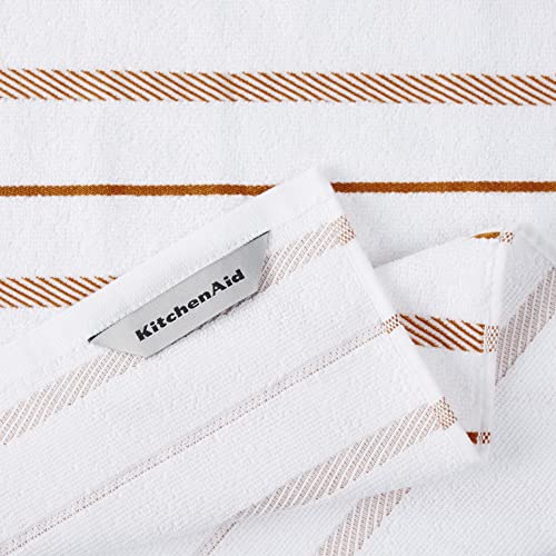 KitchenAid Albany Kitchen Towel 4-Pack Set, Honey Orange/White, 16"x26" - image 4