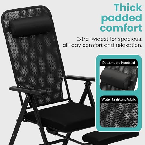Image of Livzing Zero Gravity Recliner Chair | Foldable Outdoor Lounge Chair with Adjustable Footrest & Headrest | Heavy Duty Steel Frame | Garden, Balcony, Camping & Beach Chair - Black