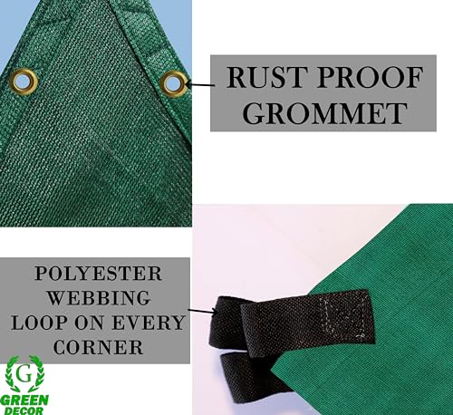 Image of HDPE Fabric Self Fold with SS Eyelet Sun Shade Sails 85-90% Protection from Sun & UV Rays Ideal for CarParking,Outdoor Garden,Balcony,Tent(Green Black Color, 14 X 16 Feet) Pack of 1 Pc