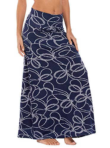 Image of Urban CoCo Women's Stylish Spandex Comfy Fold-Over Flare Long Maxi Skirt