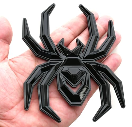 Image of 2Pcs Custom Spider Emblems Left Right Car Badge for Universal Car Body Motorcycle SUV Widow Door Edition Decoration (Glossy Black)