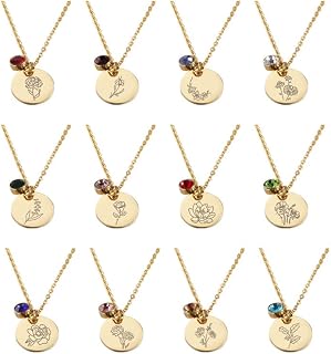 Gold Birthflower Necklace, Birth Month Flower Pendant, Steel Birthstone Jewelry, New Mom Personalized Gift, 18k Real Gold Plated Stainless Steel, Bridesmaid Gift For Women