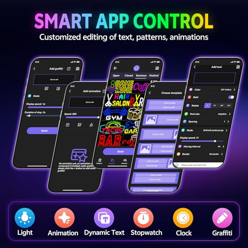 Image of KJOY Full Color Dual Row LED Light Sign for Car, 10.6''x4.7'' Scrolling LED Car Signs Flexible 5V /2A Bluetooth APP Custom Text Pattern Animation Programmable Display for Store Car Bar Hotel
