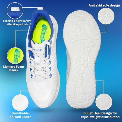 Image of ATHCO Mens Ray Super Comfortable Insole Shoes|Running|Walking|Training|Gym|Jogging|Sneaker|Athletic|Laceup|Flexible|Lightweight|Dailyuse|Sports|Casual|ExtraSoft|Fitness|Gents Boys