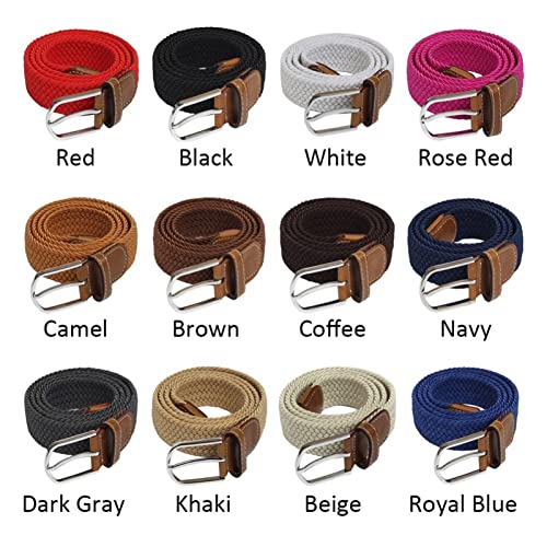 Skinny Belts, Stretch Fabric Woven Casual Multicolor Belt Men's Elastic Buckle4