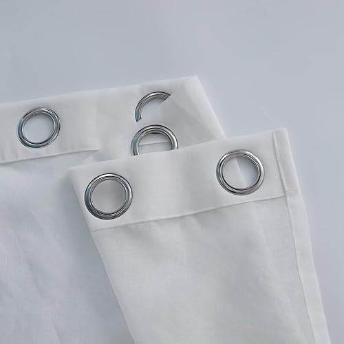 Miniatura 5 de Tootop Cortinas traslúcidas bordadas florales blancas de 96 pulgadas de largo, juego de 2 paneles de cortinas con hebilla adecuadas para decorar una