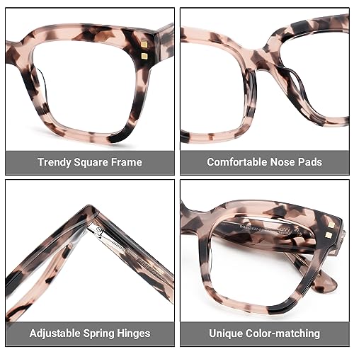Image of Zeelool Cat Eye Eyeglasses Frame for Women Men Non-prescription Clear Lens ZWA953631-02 Pink-Tortoise