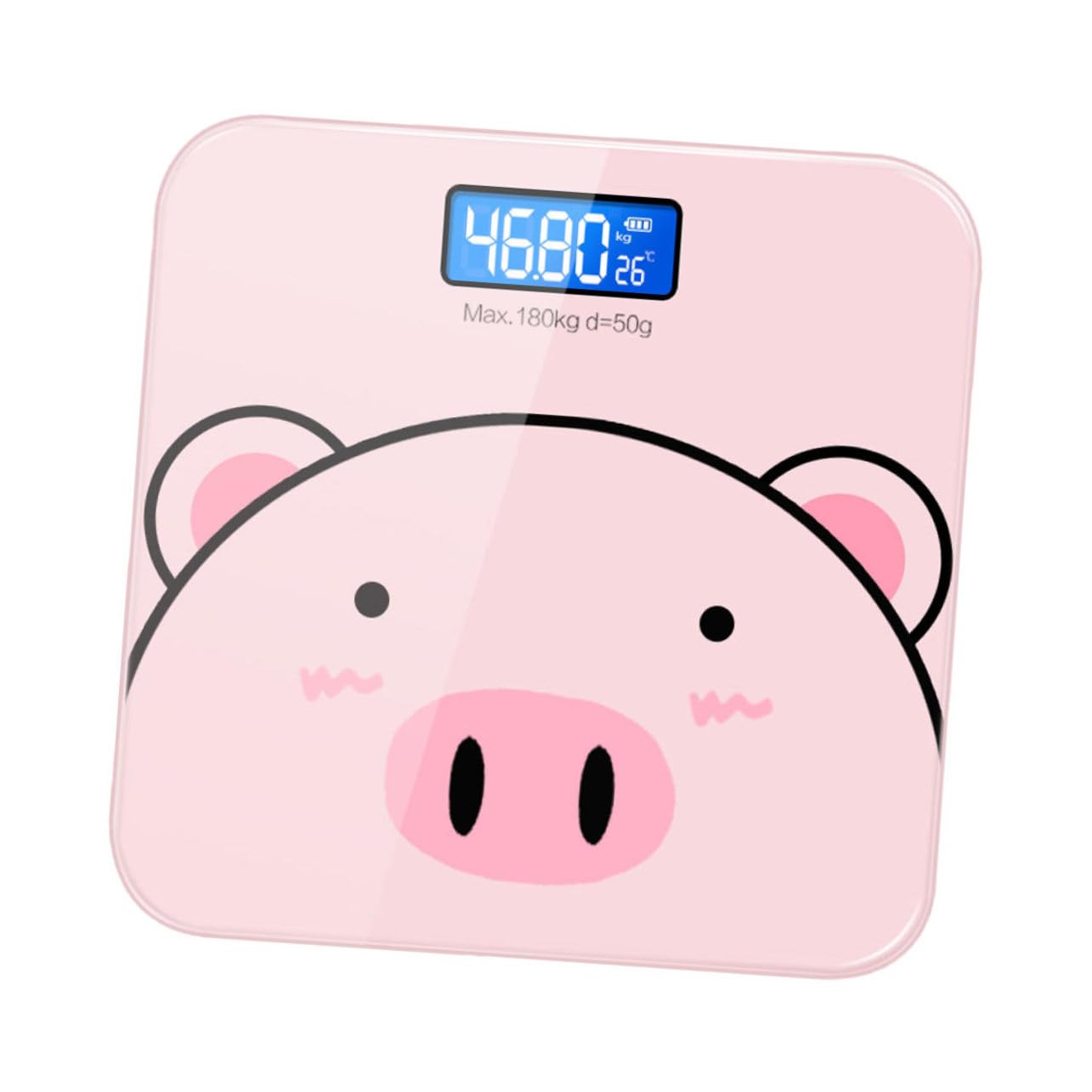 1pc Cartoon Body Weight Scale USB Rechargeable Precision Electronic Weighing Scale LCD Display for Home Use Cute Design Tempered Lightweight and Easy to Charge