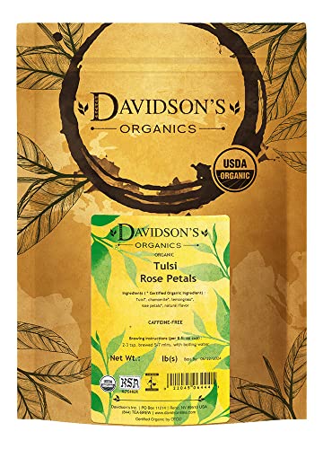 Davidson's Organics, Tulsi Rose Petals, Loose Leaf Tea, 16-Ounce Bag