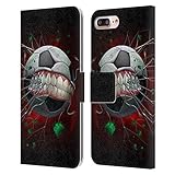 Producto oficial Tom Wood Head Case Designs Licenciado Oficialmente Tom Wood Fútbol Monstruos Carcasa de Cuero Tipo Libro Compatible con Apple iPhone 7 Plus/iPhone 8 Plus